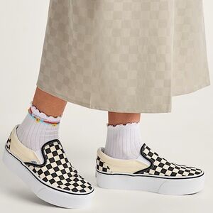 Vans Classic Checkerboard Slip-On Sneakers - Black and Cream